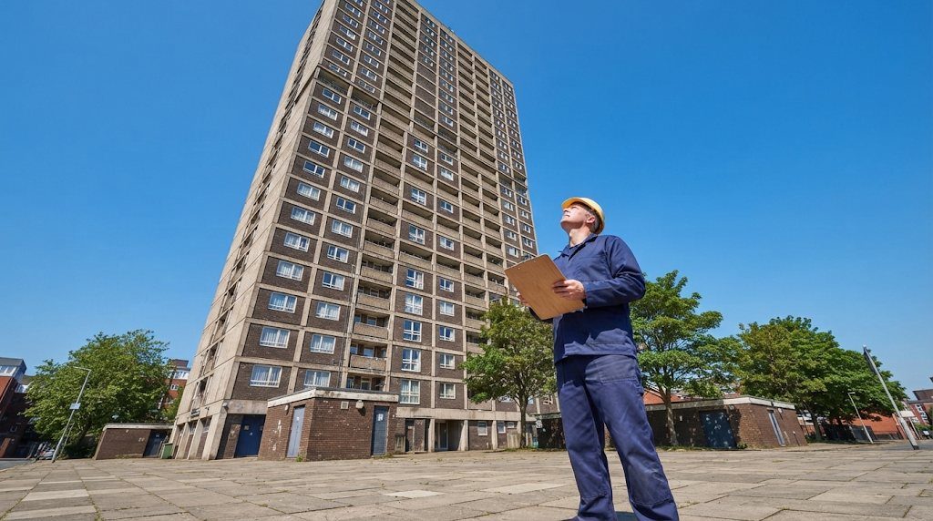 High-rise blocks need a survey plan for communal areas, plant rooms and risers.